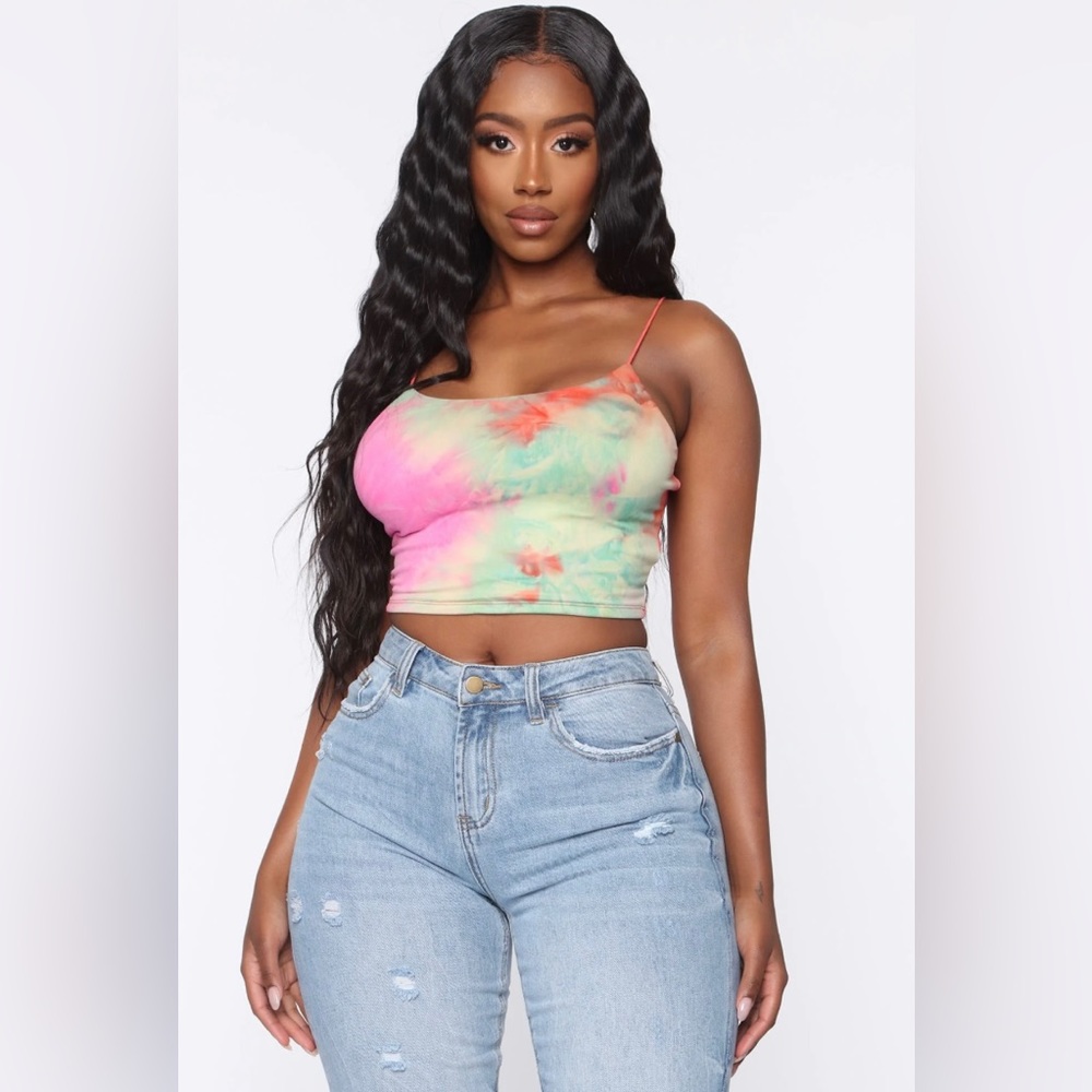 Kiki Tie Dye Cropped Top-Orange & Pink